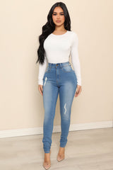 Give It A Try Skinny Jeans - Light Blue Wash Ins Street