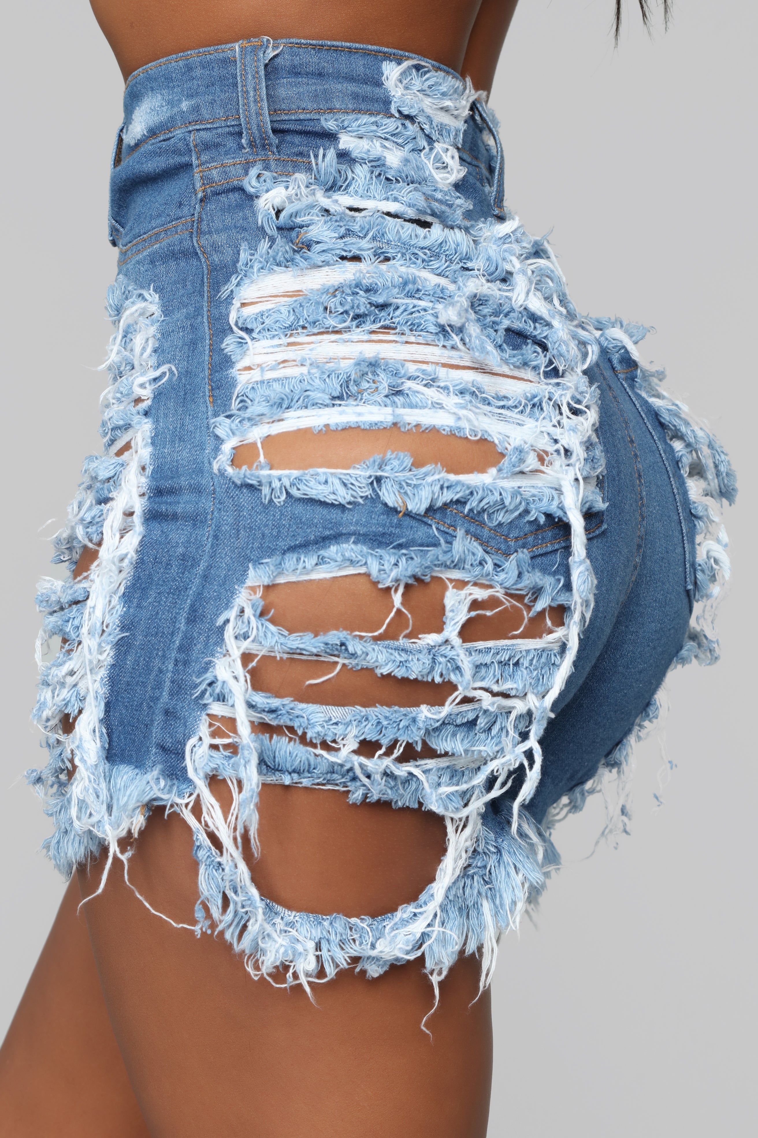 Yes Now Distressed Bermuda Shorts - Medium Blue Wash Ins Street
