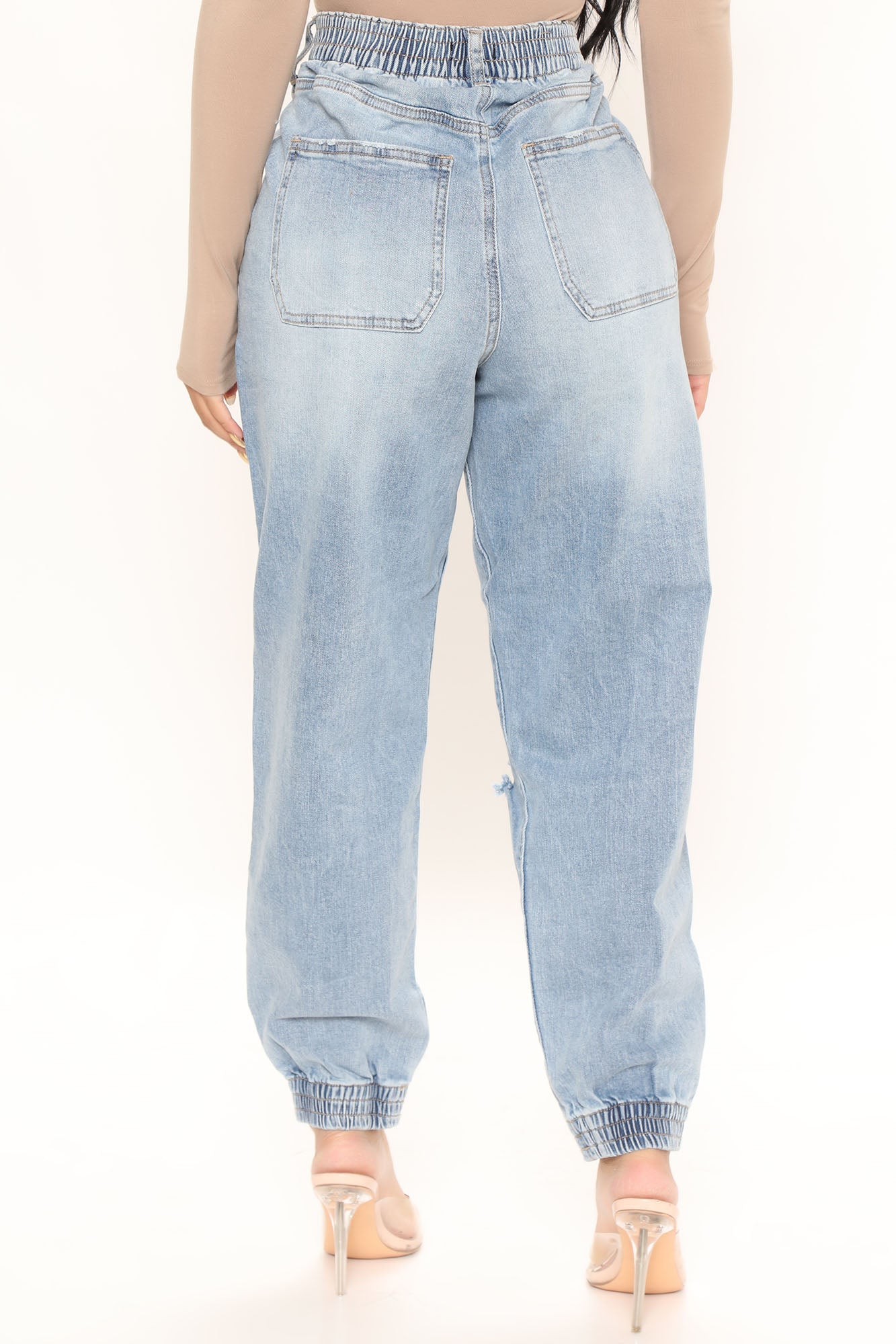 Easy Nights High Rise Denim Joggers - Medium Blue Wash Ins Street