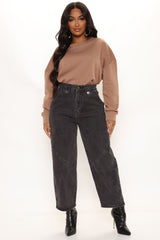 Western Showdown Non Stretch Balloon Mom Jeans - Black Ins Street