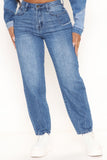 Above The Rest Non Stretch Mom Jeans - Dark Wash Ins Street