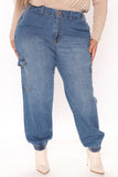 Don't Count On It Comfy Stretch Jogger Jeans - Medium Blue Wash Ins Street