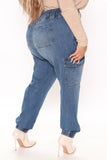 Don't Count On It Comfy Stretch Jogger Jeans - Medium Blue Wash Ins Street