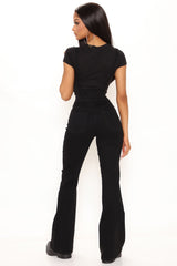 Classy As Always Flare Denim Overalls - Black Ins Street
