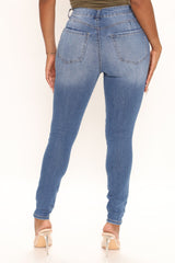 Curvy Booty Lifter Stretch Skinny Jeans - Medium Blue Wash Ins Street