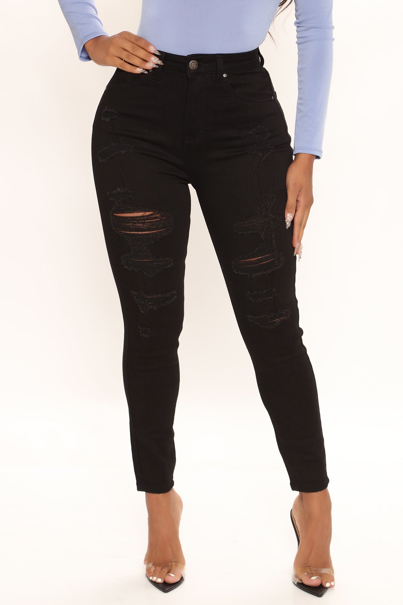 The Comeback Destructed Skinny Jeans - Black Ins Street