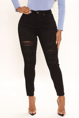 The Comeback Destructed Skinny Jeans - Black Ins Street