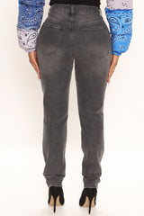 Say What You Mean Mom Jeans - Grey Ins Street