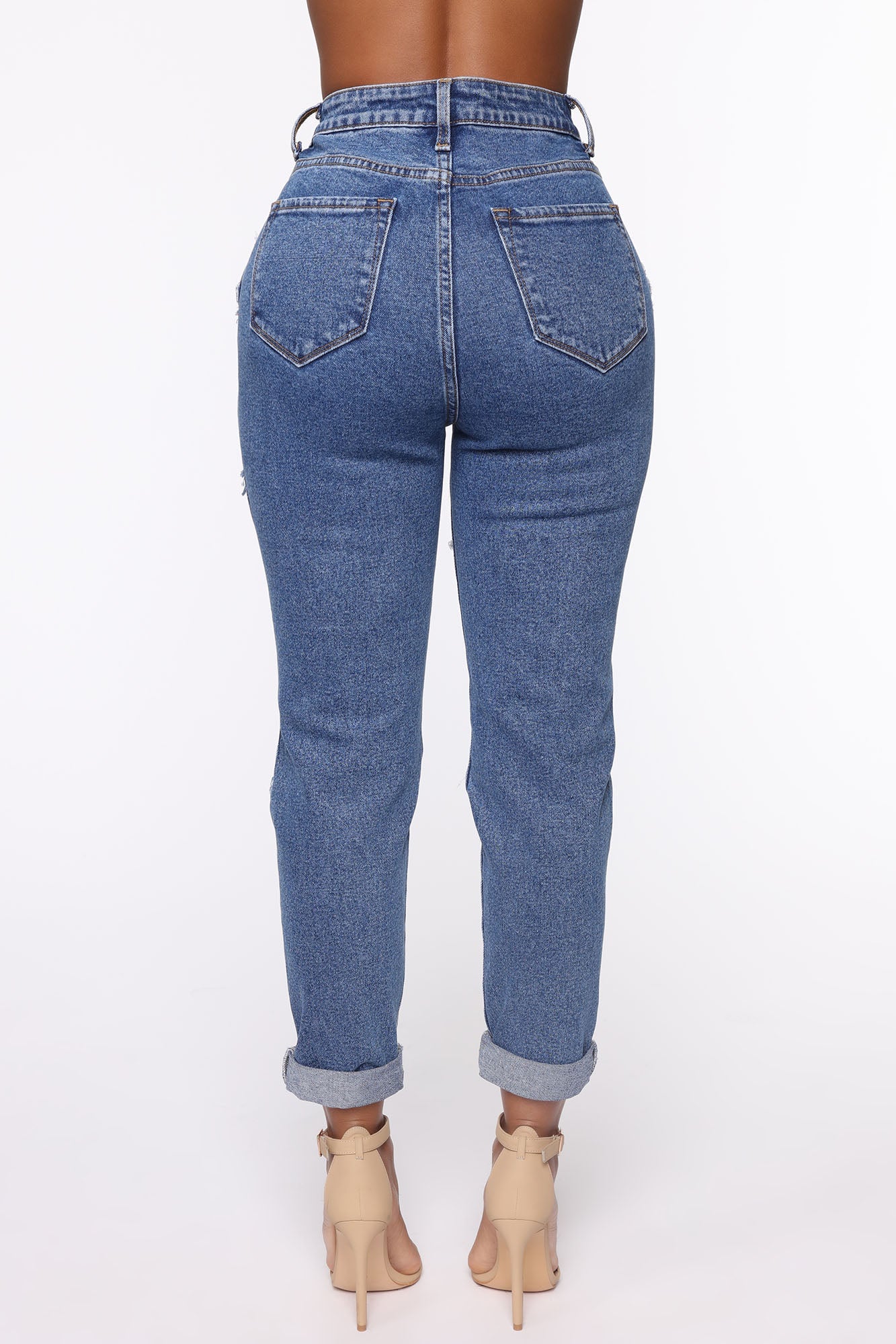 Cara Distressed Boyfriend Jeans - Dark Denim Ins Street