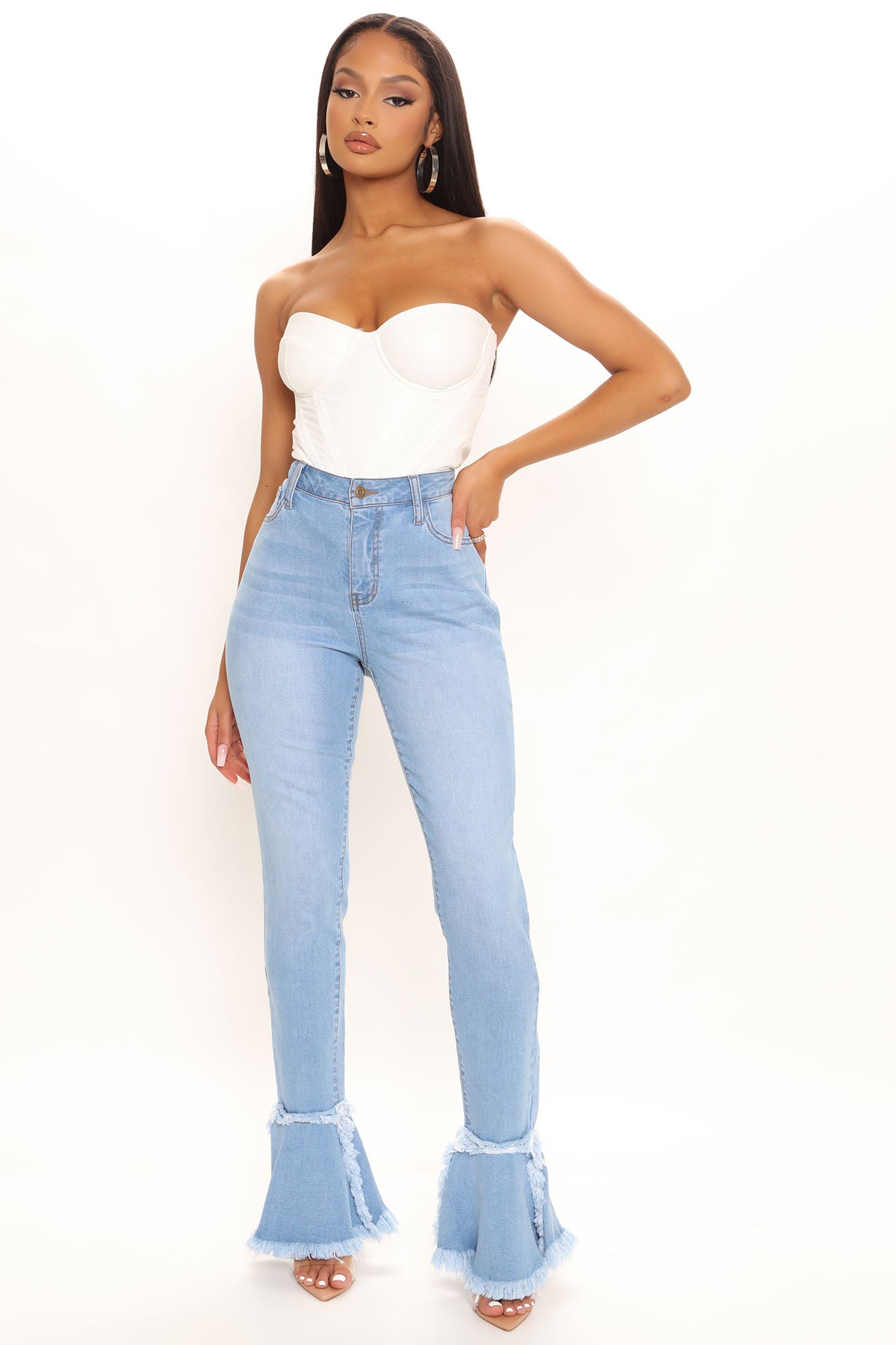 Fray What You Will Flare Jeans - Medium Blue Wash Ins Street