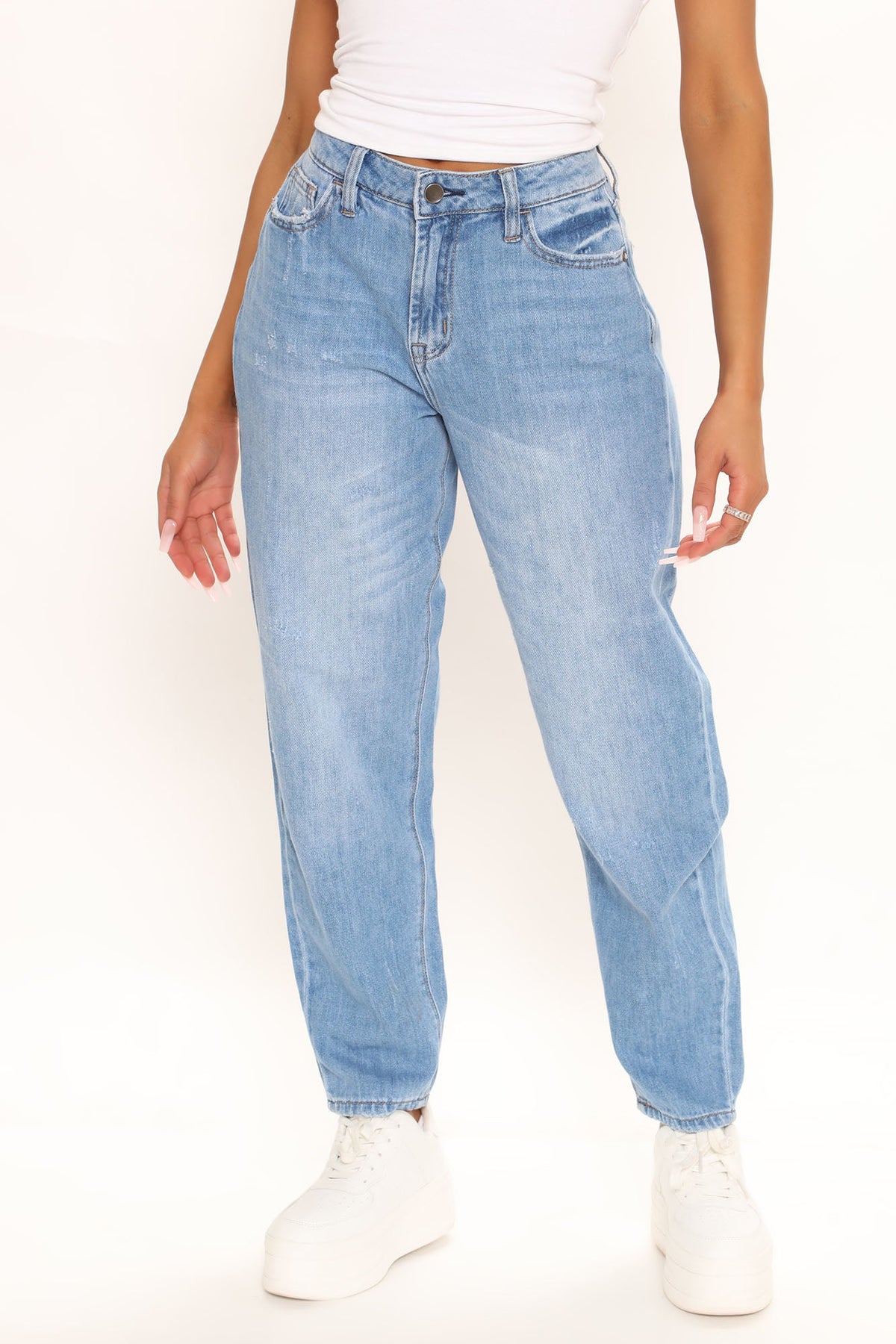 Vibe Check No Stretch Mom Jean - Light Blue Wash Ins Street