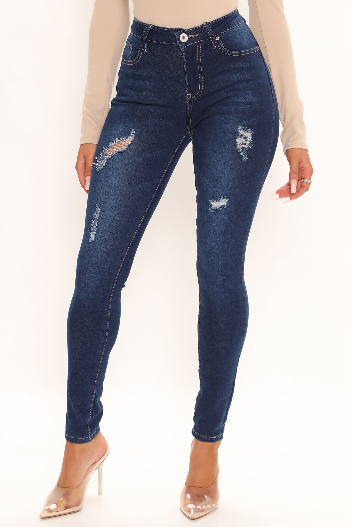 Poke It Out Booty Shaping Skinny Jeans - Dark Wash Ins Street