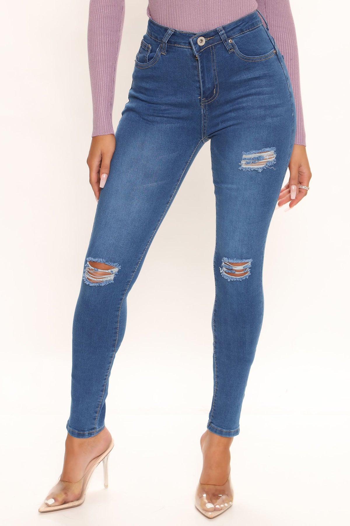 Travel With Me Booty Shaping Skinny Jeans - Medium Blue Wash Ins Street