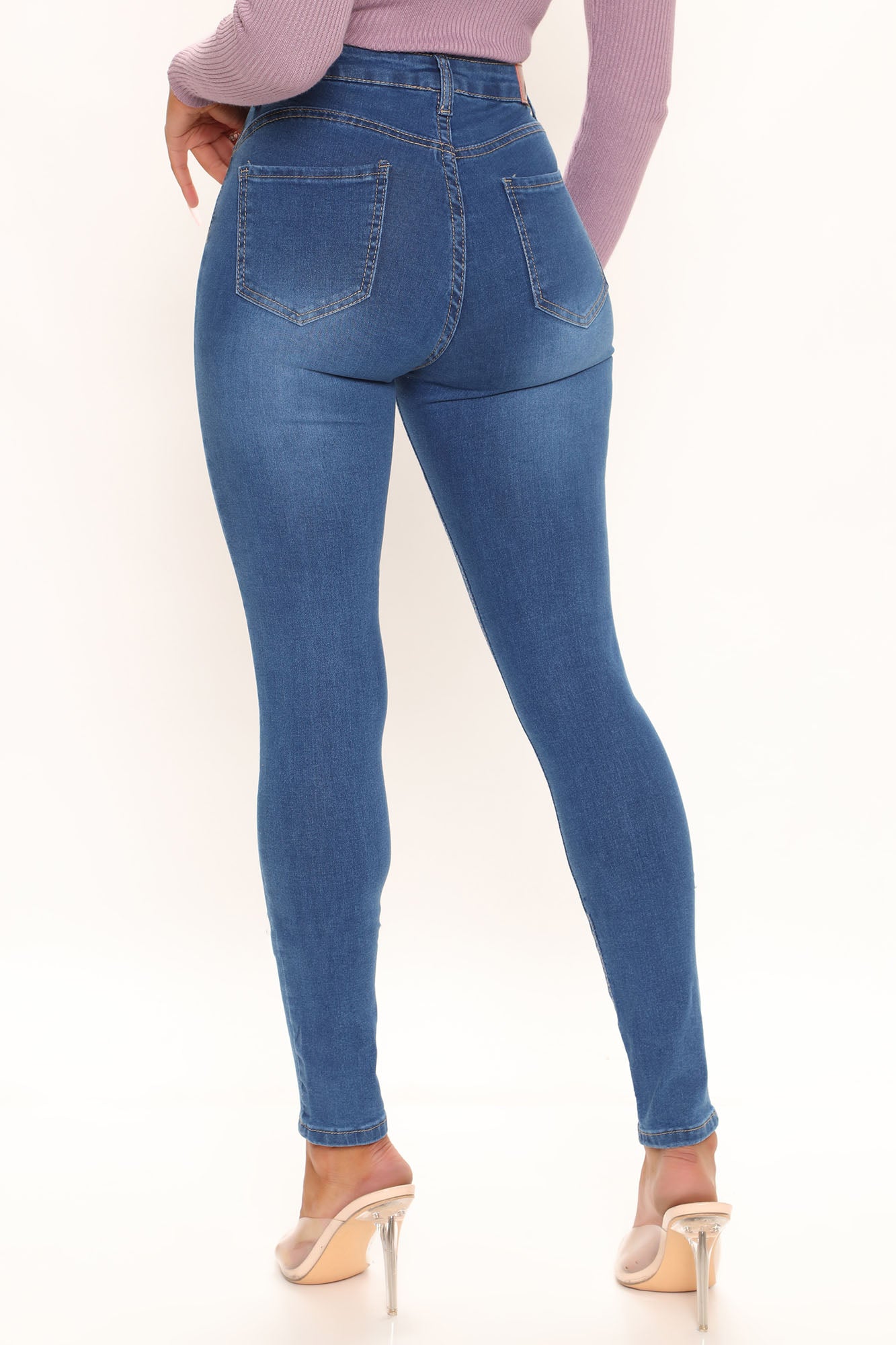 Travel With Me Booty Shaping Skinny Jeans - Medium Blue Wash Ins Street
