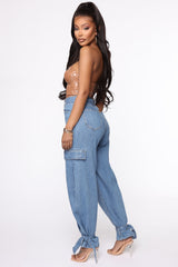 Too Tied Up Balloon Mom Jeans - Medium Wash Ins Street