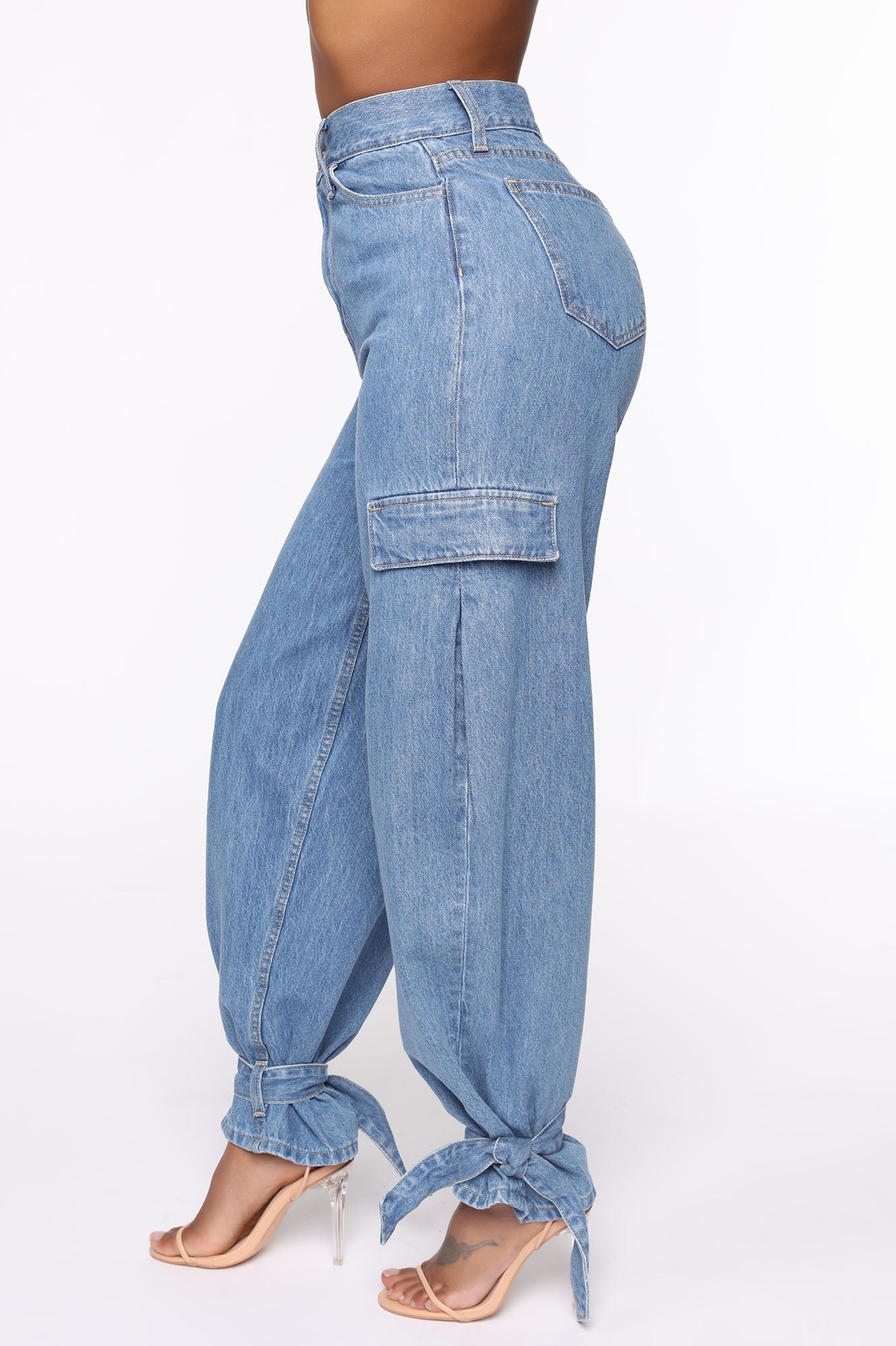 Too Tied Up Balloon Mom Jeans - Medium Wash Ins Street