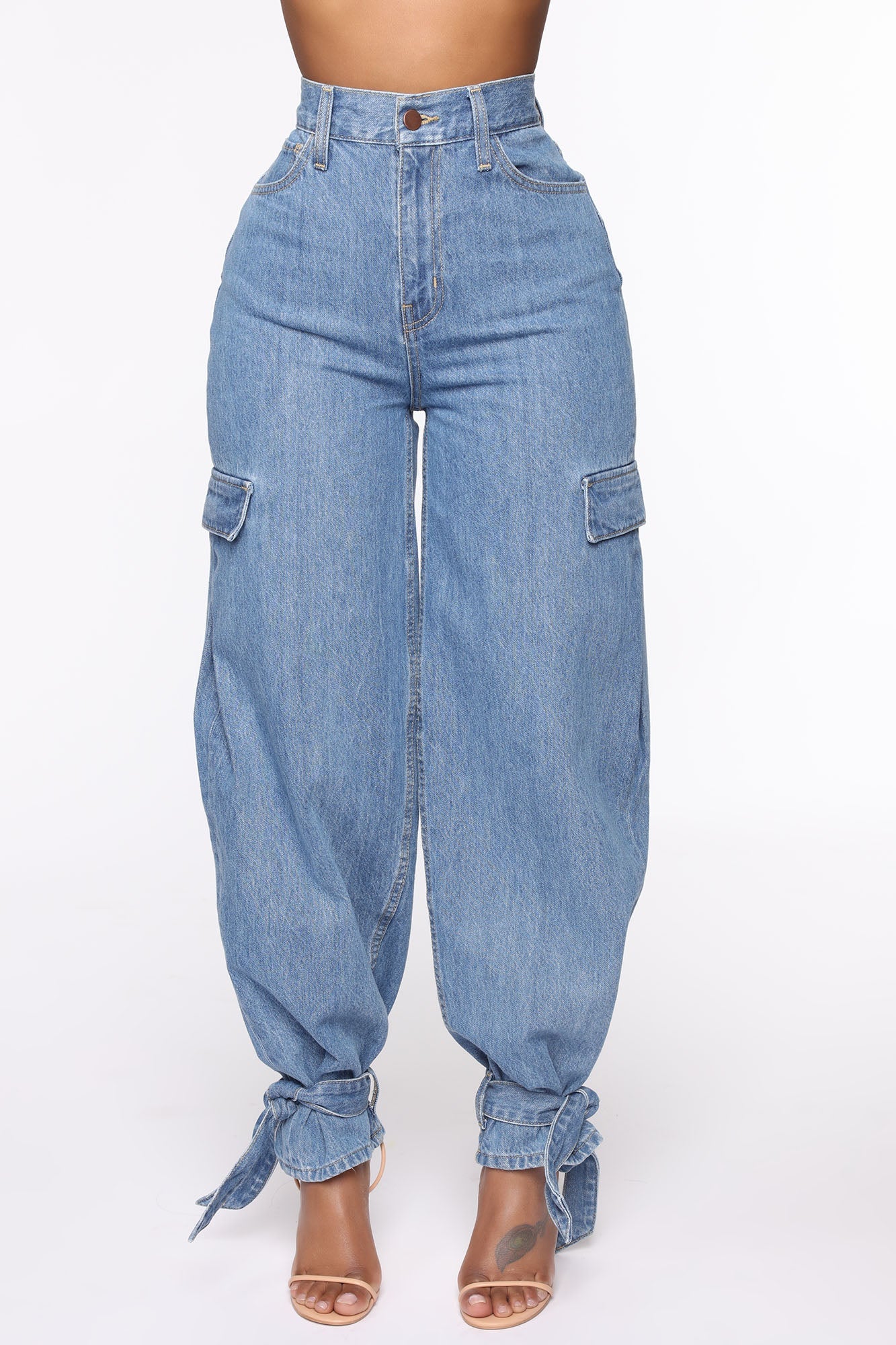 Too Tied Up Balloon Mom Jeans - Medium Wash Ins Street