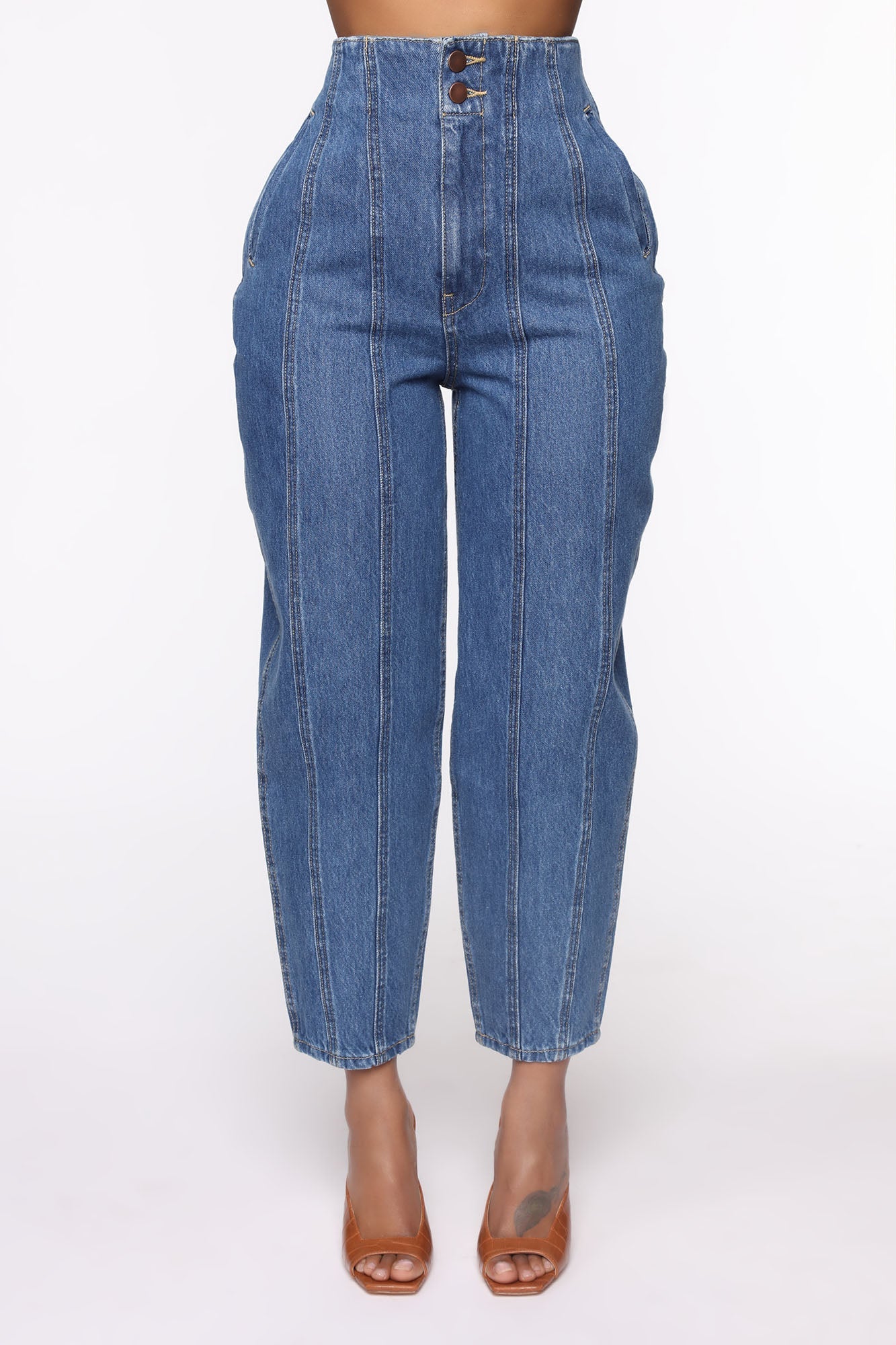 Not What It Seams Balloon Mom Jeans - Medium Wash Ins Street