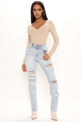 What's New Ripped Slim Straight Leg Jeans - Light Blue Wash Ins Street