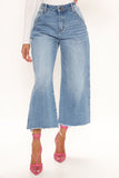 All Or Nothing Loose Wide Leg Jeans - Medium Blue Wash Ins Street