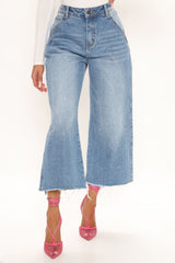 All Or Nothing Loose Wide Leg Jeans - Medium Blue Wash Ins Street