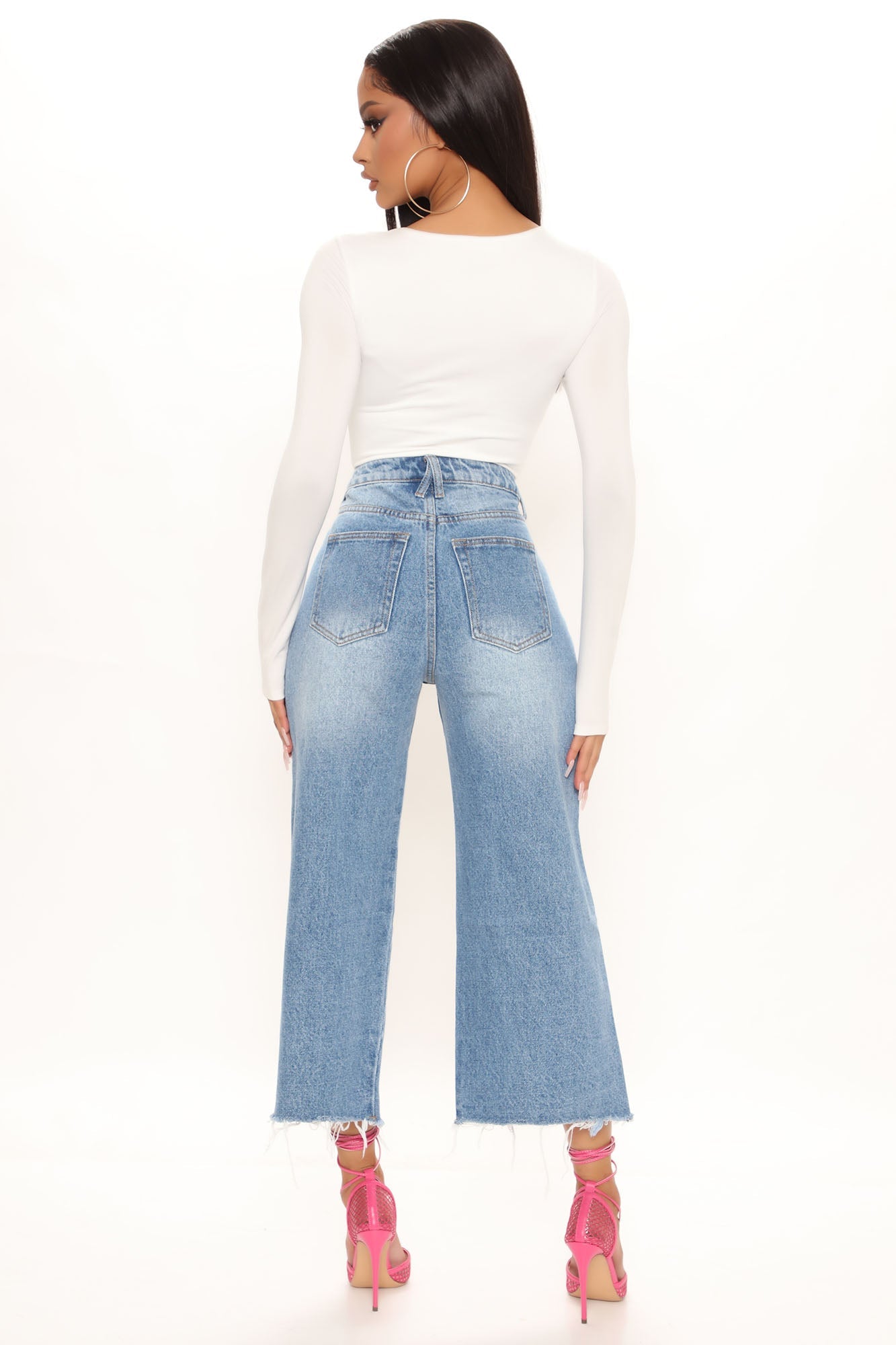 All Or Nothing Loose Wide Leg Jeans - Medium Blue Wash Ins Street