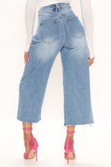 All Or Nothing Loose Wide Leg Jeans - Medium Blue Wash Ins Street