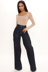 Classic High Waist Trouser Flare Jeans - Rinse Blue Wash Ins Street