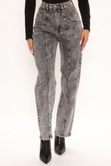 You've Been Pinned Straight Leg Jean - Black Ins Street