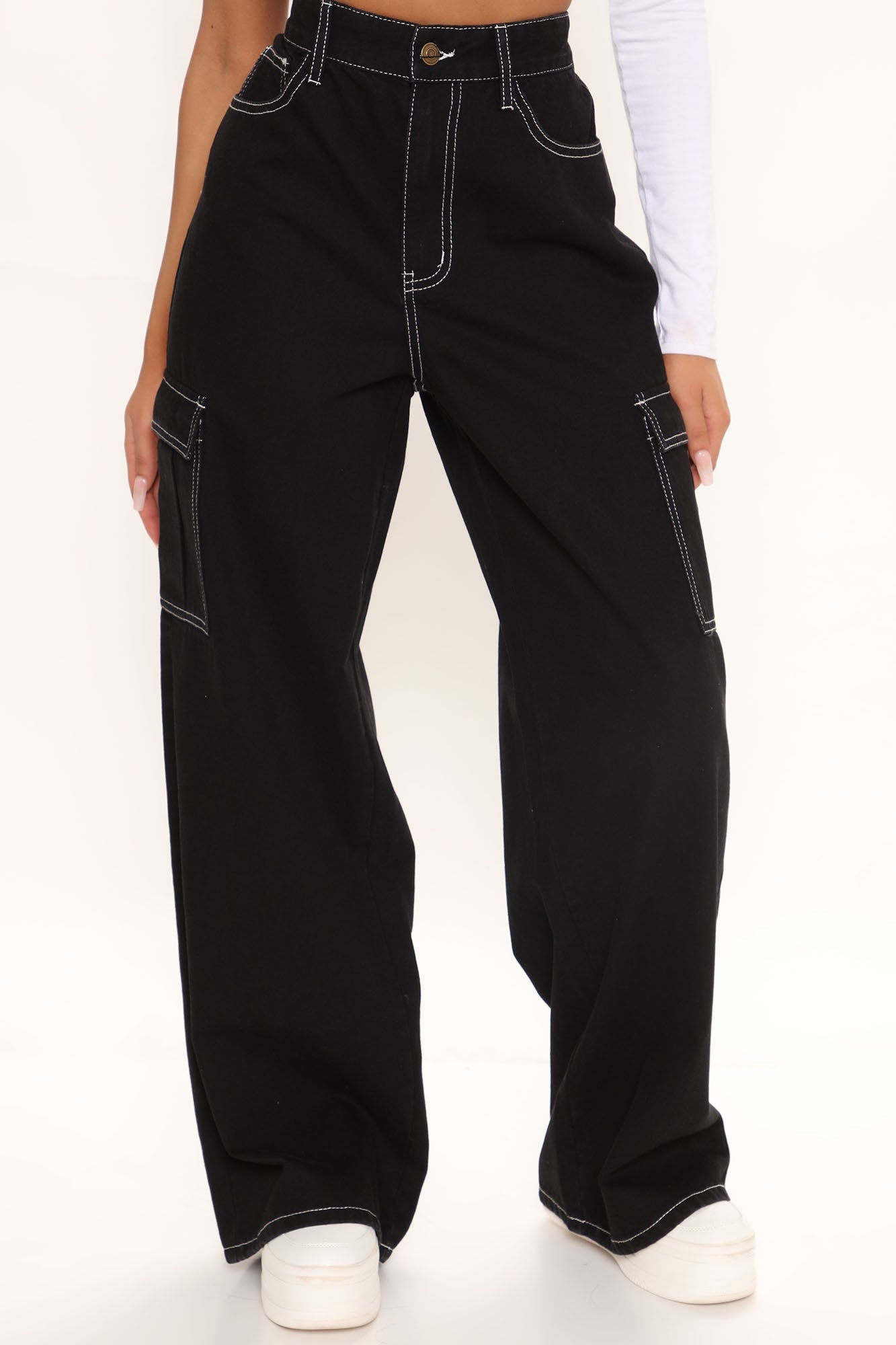 Worry Free Wide Leg Carpenter Jeans - Black Ins Street