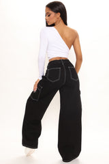 Worry Free Wide Leg Carpenter Jeans - Black Ins Street