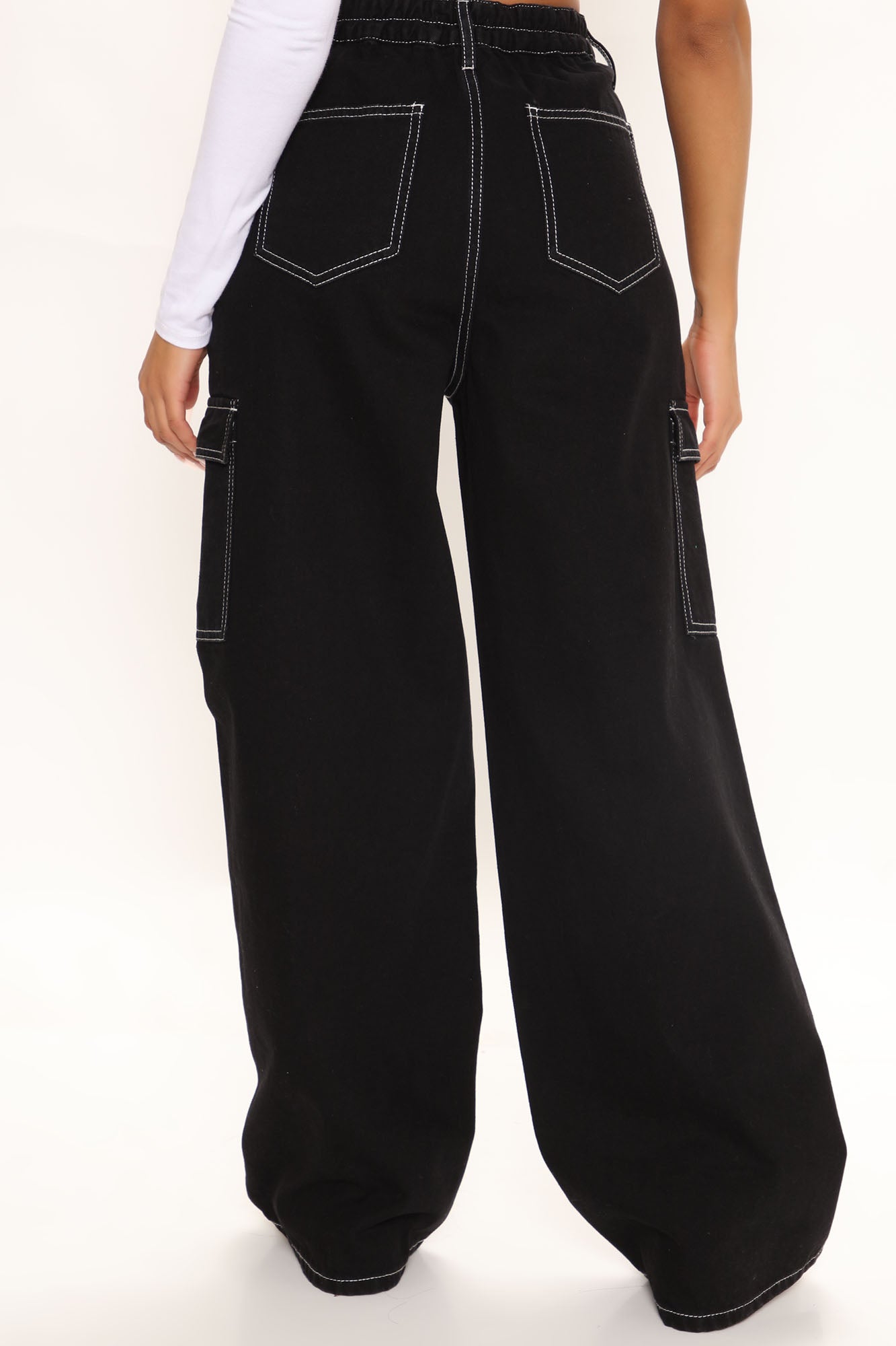 Worry Free Wide Leg Carpenter Jeans - Black Ins Street