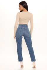 Hometown Cutie Mom Jeans - Medium Blue Wash Ins Street