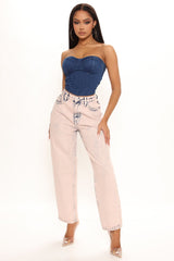 No Time For Games Acid Wash Straight Leg Jeans - Pink Ins Street