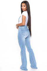 Flare To Join Me Denim Overalls - Light Blue Wash Ins Street