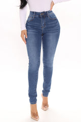 On Top Of The World Skinny Jeans - Medium Blue Wash Ins Street