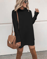 Marcelle Mock Neck Knit Dress - Black Ins Street