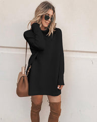 Marcelle Mock Neck Knit Dress - Black Ins Street