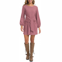 Mithra Tie Front Knit Dress - Dusty Pink Ins Street