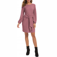 Mithra Tie Front Knit Dress - Dusty Pink Ins Street