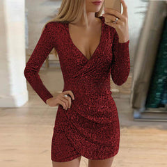 Entertainment Sequin Wrap Dress - Burgundy - FINAL SALE Ins Street