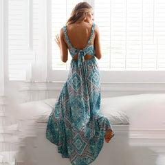 Wonderful World Printed Puff Sleeve Maxi Dress Ins Street