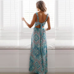 Wonderful World Printed Puff Sleeve Maxi Dress Ins Street