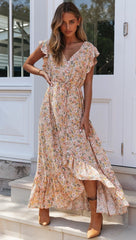 Parks Floral Tassel Maxi Dress - Ivory Multi Ins Street