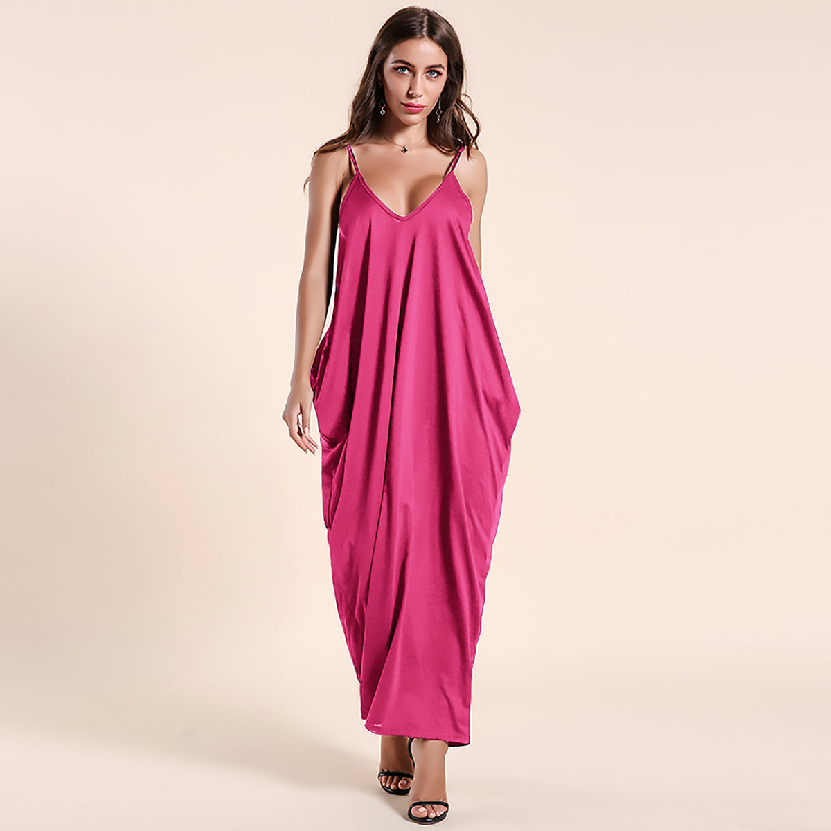 Olivian Pocketed Maxi Dress - Magenta Ins Street