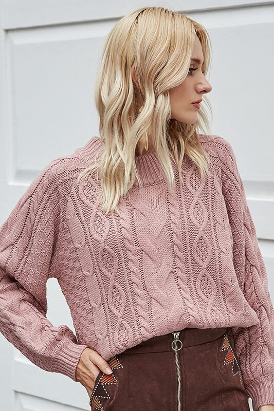 Long Sleeve Cable Knit Loose Sweater Ins street