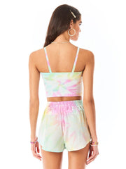 Tie-dye wrap chest camisole cropped slim shorts casual suit 2023-03-14 InsStreet