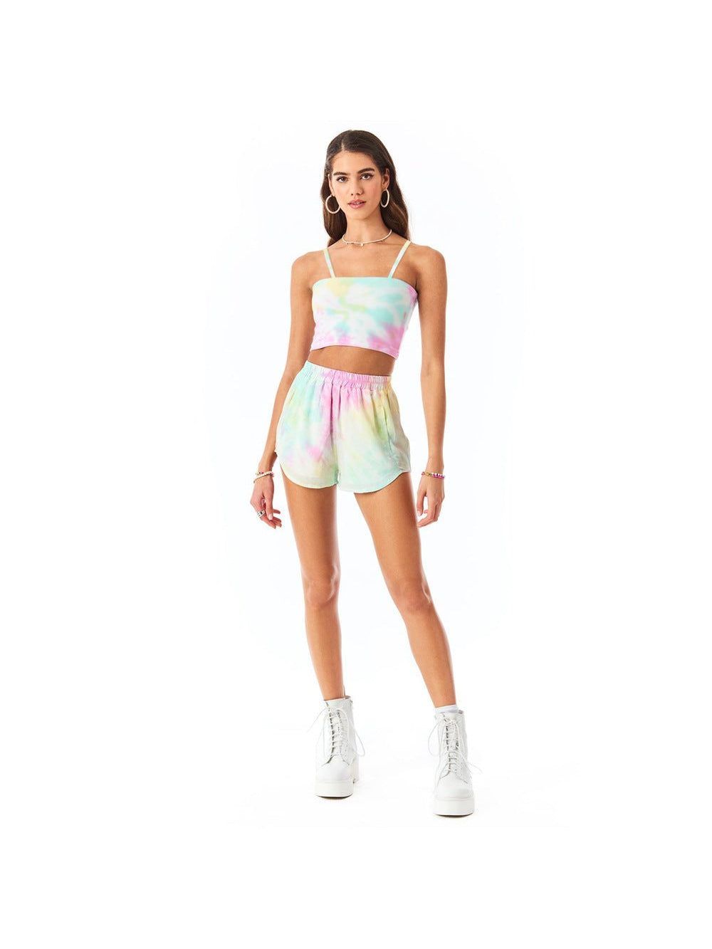 Tie-dye wrap chest camisole cropped slim shorts casual suit 2023-03-14 InsStreet