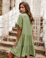 Good Karma Cotton Tiered Babydoll Tunic - Sage Ins Street