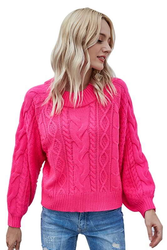 Long Sleeve Cable Knit Loose Sweater Ins street